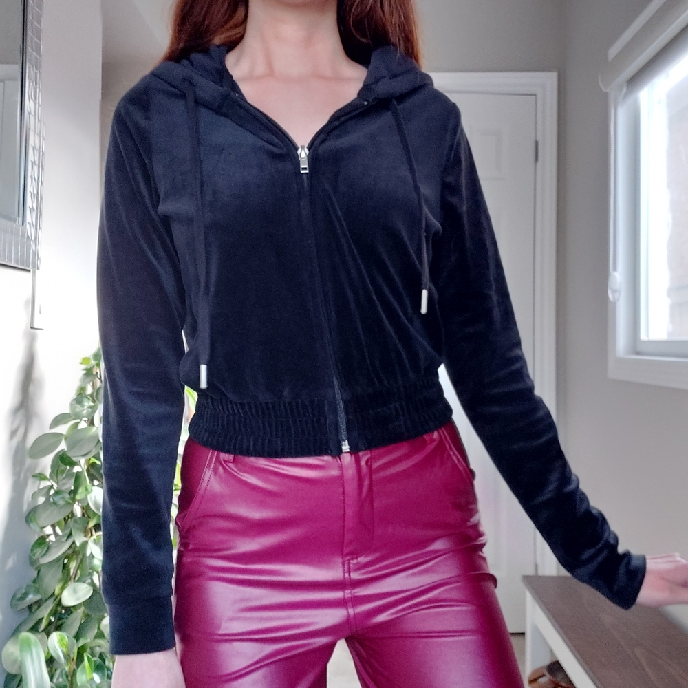 Black Velvet Zipup Hoodie